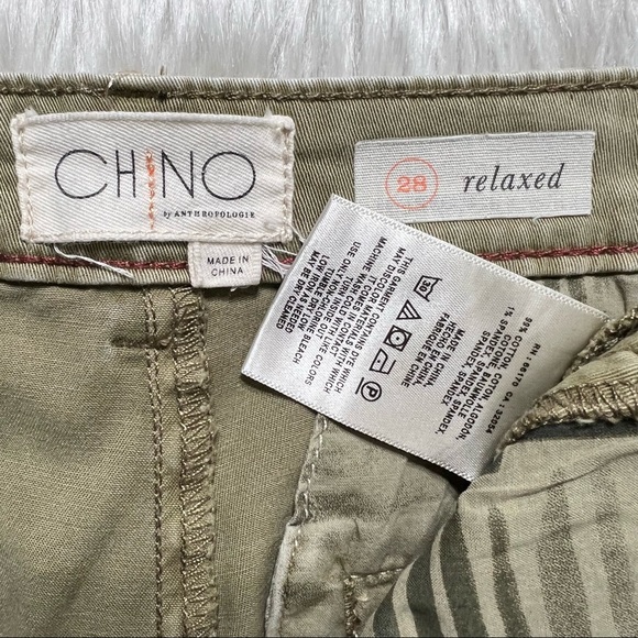 Anthropologie Moss Green Embroidered Side Stripe Straight Leg Ankle Chino Pants - Picture 10 of 12